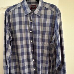 Men's Blue Gingham No-Wrinkle Untuckit Button-down - Size L - NWOT